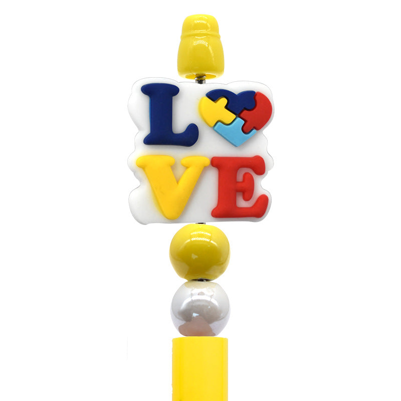 Wholesale Random  100pcs/pack  Autism Series Multicolor Beaded Pens Focus Beads